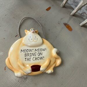 Russ Yellow Cat Wall Plaque 5 in